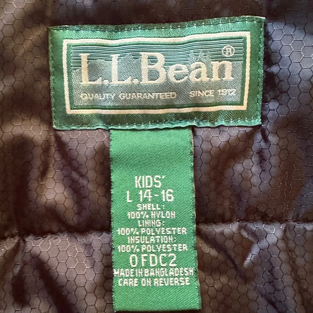 L.L. Bean Kids Orange Insulated Winter Ski Snowboard Jacket L 14-16 Outerwear‎